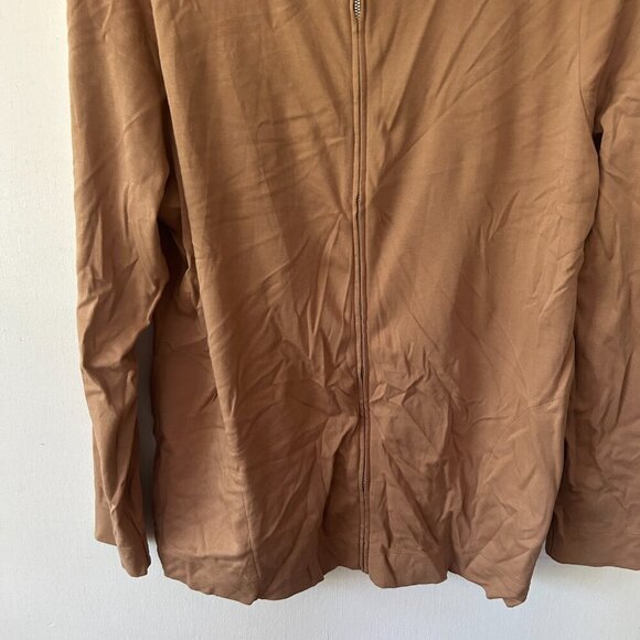 IsaacMizrahiLive Long Sleeve Full Zip Top Womens XL Brown Hooded Pockets - Picture 3 of 7